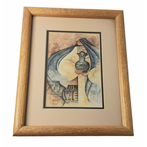 Vintage G. E. Mullan The Wedding Jar Print Matted And Framed Southwest 9" x 11" - Picture 1 of 15